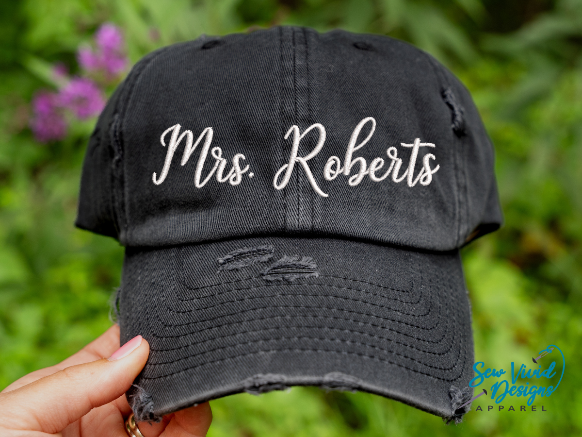 Mrs. Hat with Last Name | Distressed Baseball Cap OR  display picture 3