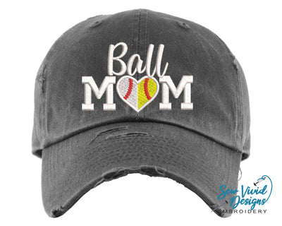 Ball Mom Hat | Distressed Baseball Cap OR Ponytail Hat - Sew Vivid Designs