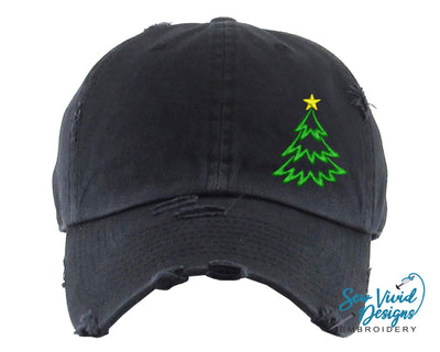 Christmas Tree Hat | Distressed Baseball Cap OR Ponytail Hat - Sew Vivid Designs