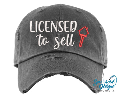 Licensed to Sell Hat | Distressed Baseball Cap OR Ponytail Hat - Sew Vivid Designs