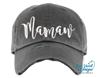 Mamaw Distressed Baseball Cap OR Ponytail Hat - Sew Vivid Designs