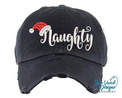Naughty Hat | Distressed Baseball Cap OR Ponytail Hat - Sew Vivid Designs