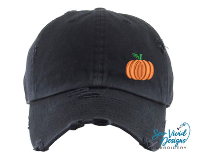 Pumpkin Hat | Distressed Baseball Cap OR Ponytail Hat - Sew Vivid Designs