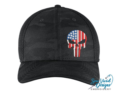 American Flag Punisher Skull New Era Hat - Sew Vivid Designs