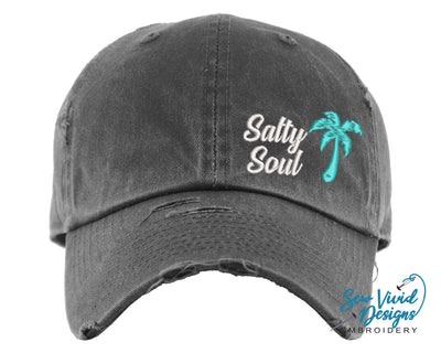 Salty Soul Distressed Baseball Cap OR Ponytail Hat - Sew Vivid Designs