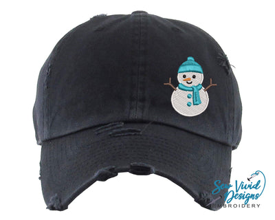 Snowman Hat | Distressed Baseball Cap OR Ponytail Hat - Sew Vivid Designs