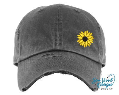 Sunflower Distressed Baseball Cap OR Ponytail Hat - Sew Vivid Designs