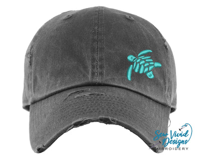 Turtle Distressed Baseball Cap OR Ponytail Hat - Sew Vivid Designs