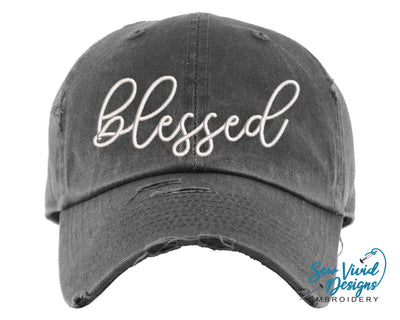 Blessed Hat | Distressed Baseball Cap OR Ponytail Hat - Sew Vivid Designs