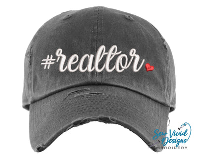 Realtor Hat | Distressed Baseball Cap OR Ponytail Hat - Sew Vivid Designs