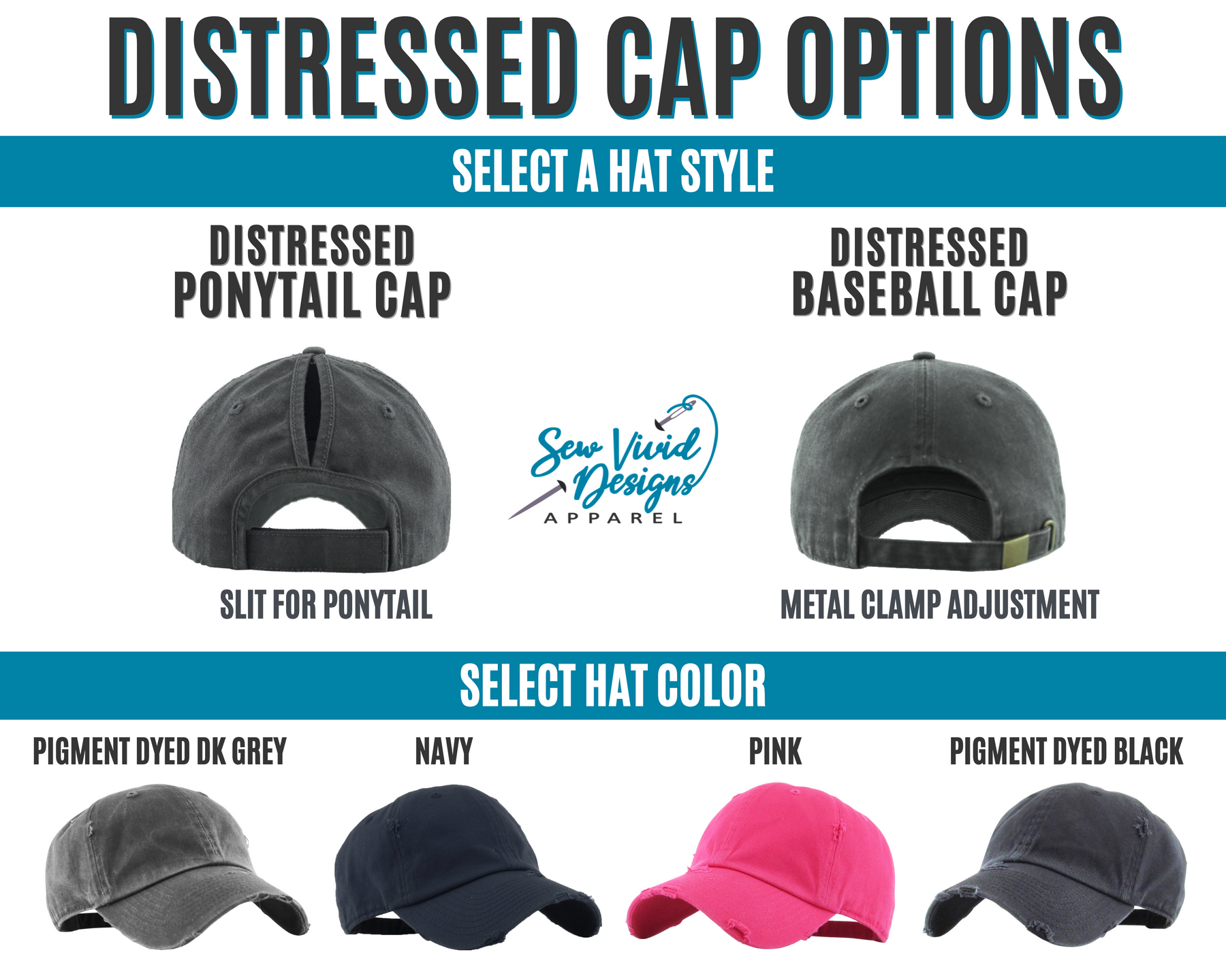 Mrs. Hat with Last Name Distressed Baseball Cap OR Ponytail Hat Sew Vivid Designs