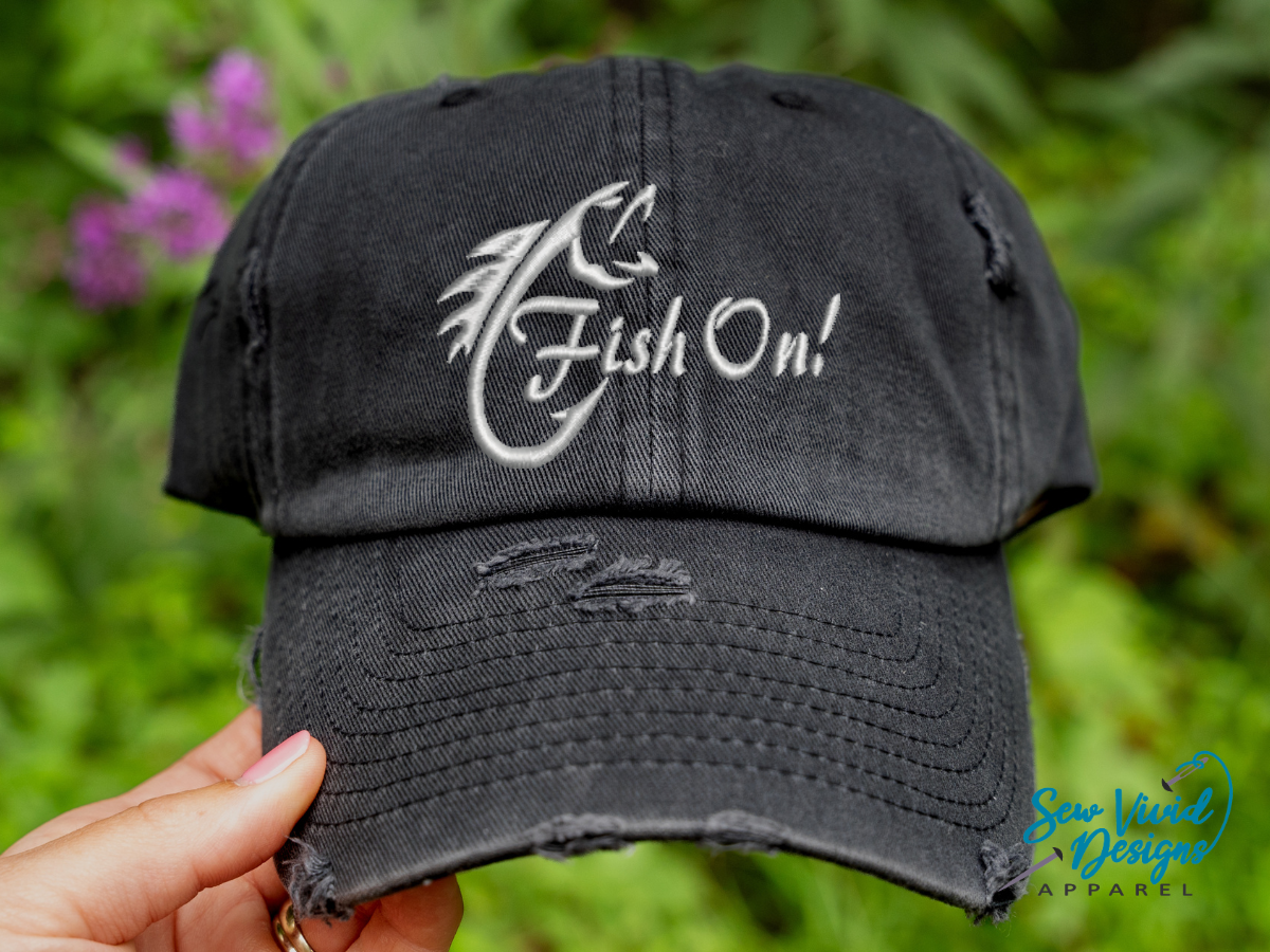 Fish On! Hat | Distressed Baseball Cap OR Ponytail Hat | Fishing Hat ...