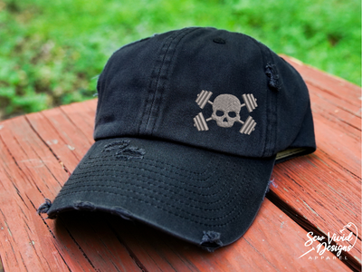 skull dumbbells hat baseball cap dad hat workout crossfit hat 