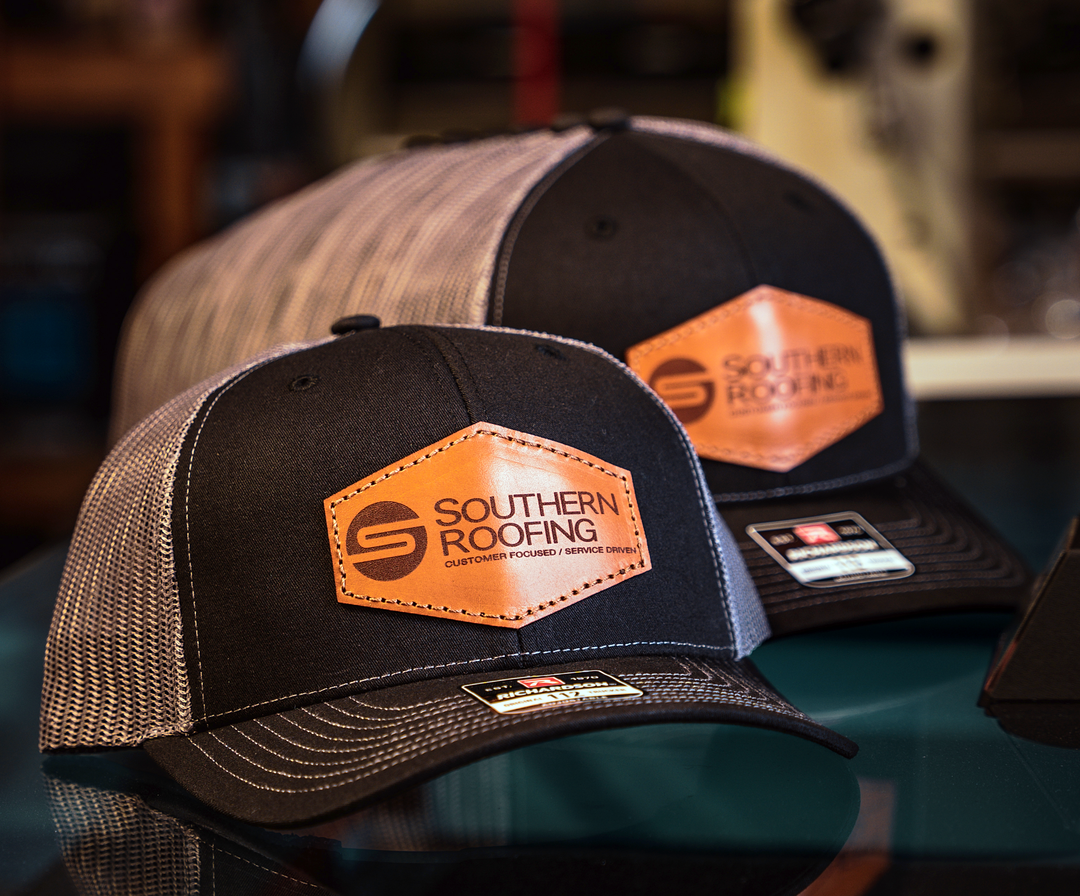 新品 BEEDEN LEATHER LOGO BASIC CAP Debossed Heat Pressed - Richardson 112 Trucker Custom