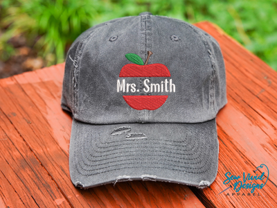 Teacher Name with Apple Hat