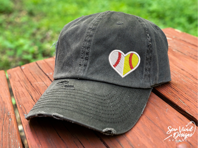 baseball softball heart hat