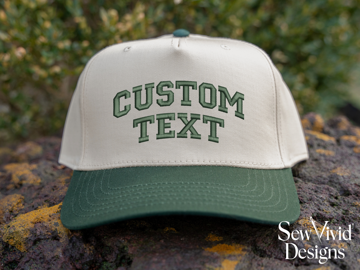 Custom Arched Text Hat | Two Tone Snapback Trucker – Sew Vivid Designs