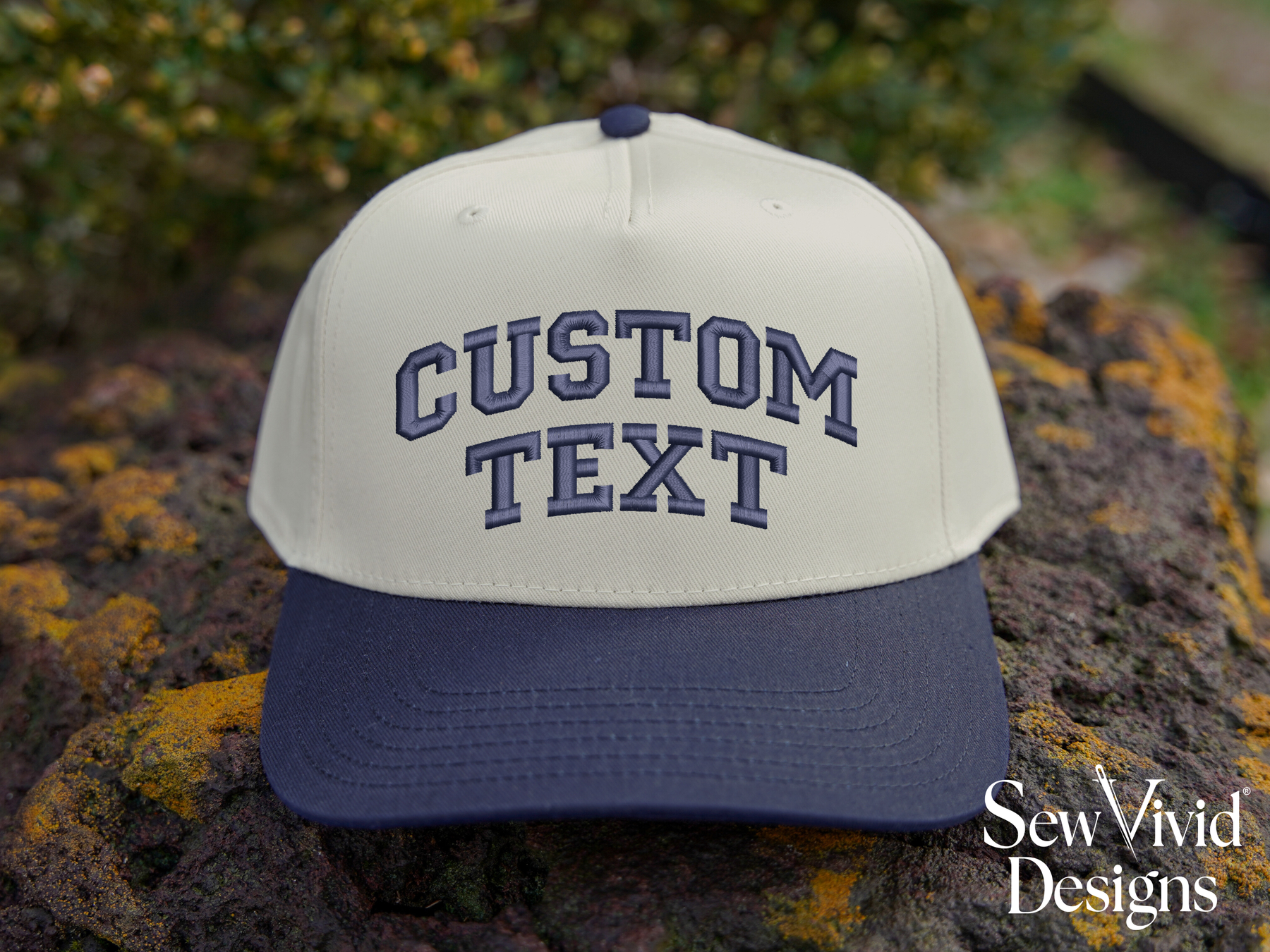 Text Hats Custom Arched Text Hat | Two Tone Snapback Trucker – Sew Vivid Designs
