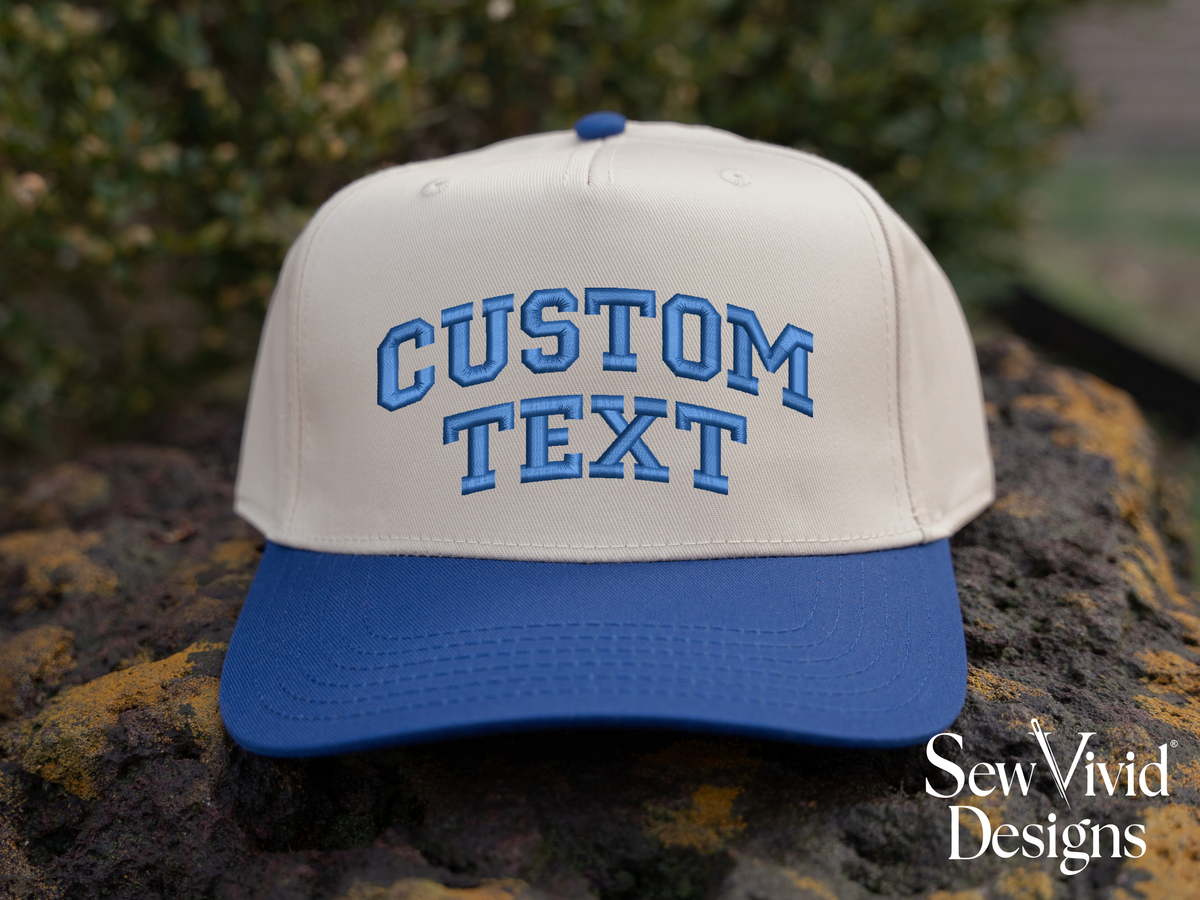 Custom Arched Text Hat | Two Tone Snapback Trucker – Sew Vivid Designs