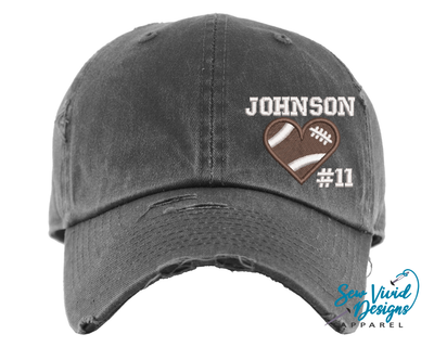 Football mom hat with custom name and number of player