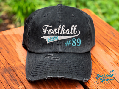 football mom with number hat