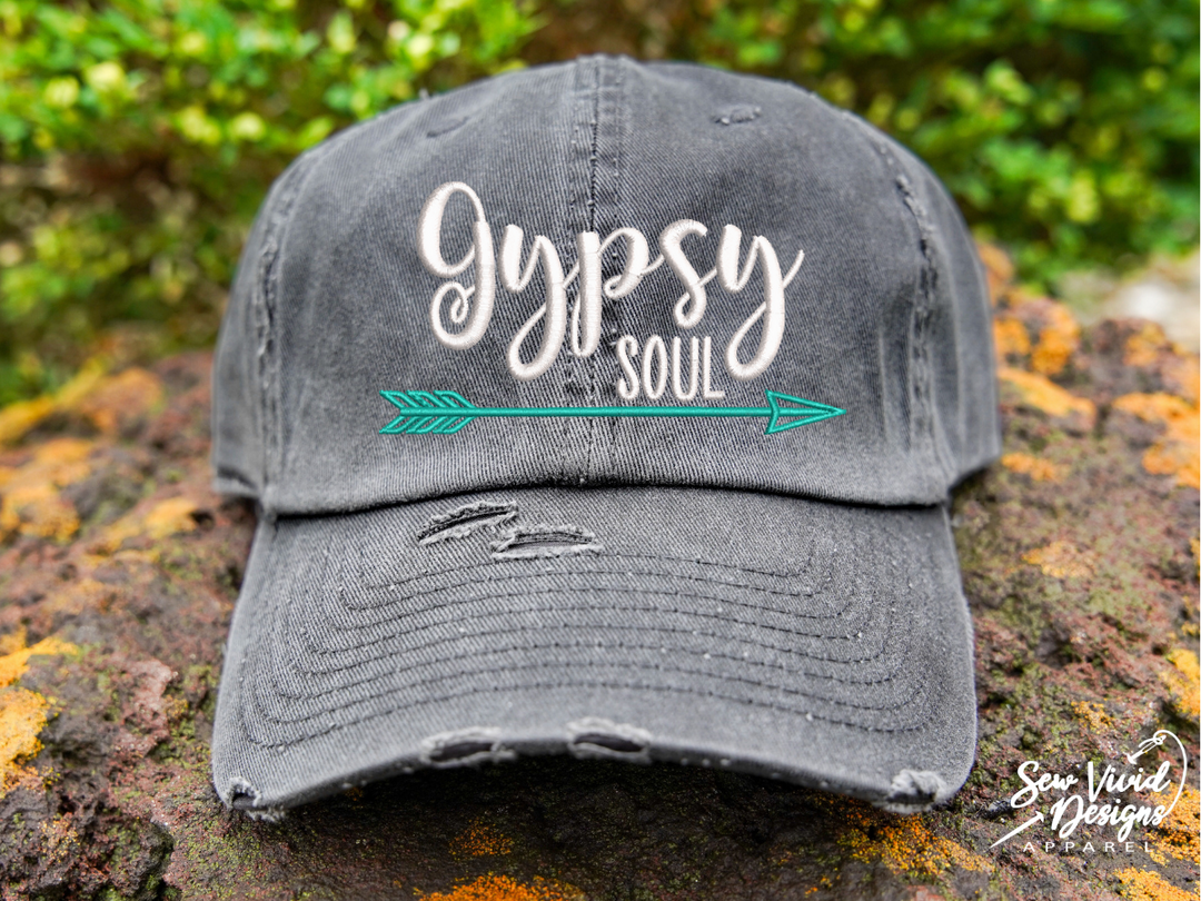 Gypsy Soul | Distressed Baseball Cap OR Ponytail Hat – Sew  display picture 3
