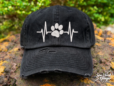 paw print heartbeat hat