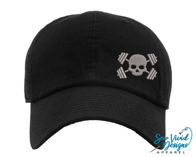 skull dumbbells hat baseball cap dad hat workout crossfit hat 