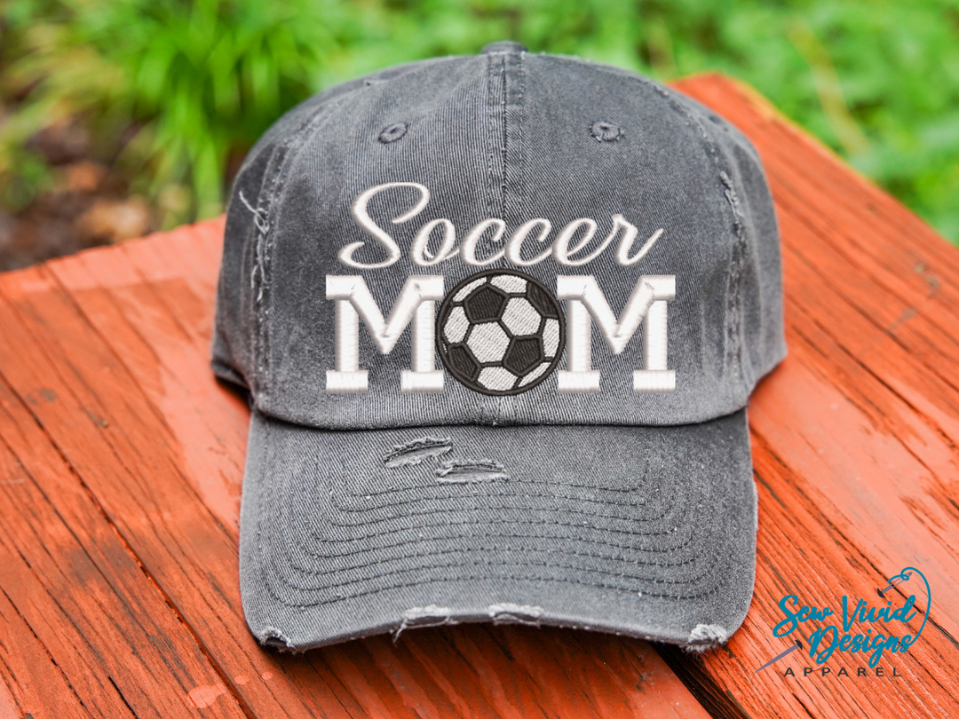 Soccer Mom Hat Distressed Baseball Cap OR Ponytail Hat Sew Vivid Designs