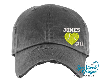 tennis heart ball with custom name and number