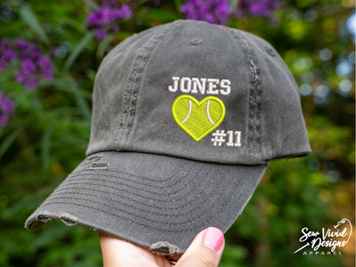 Tennis Ball Heart Hat With Custom Name & Number