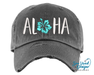 Aloha Hat | Distressed Baseball Cap OR Ponytail Hat - Sew Vivid Designs