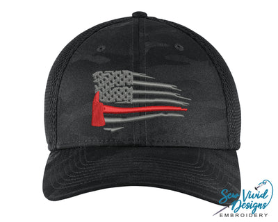 Waving Red Line Ax Flag New Era Hat - Sew Vivid Designs