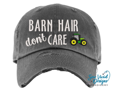 Barn Hair Don't Care Distressed Baseball Cap OR Ponytail Hat - Sew Vivid Designs