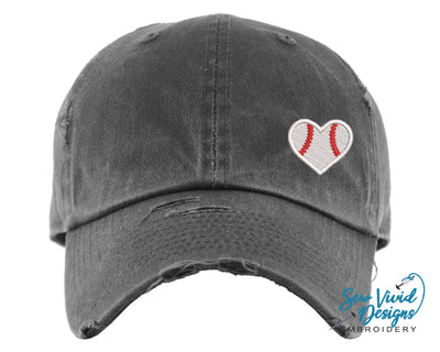 Baseball Heart Hat | Distressed Baseball Cap OR Ponytail Hat - Sew Vivid Designs