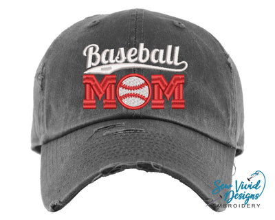 Baseball Mom Hat | Distressed Baseball Cap OR Ponytail Hat - Sew Vivid Designs
