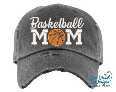 Basketball Mom Hat | Distressed Baseball Cap OR Ponytail Hat - Sew Vivid Designs