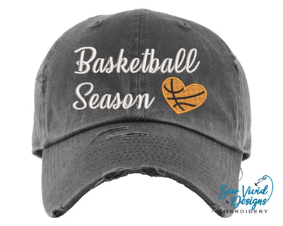 Basketball Season Hat | Distressed Baseball Cap OR Ponytail Hat - Sew Vivid Designs
