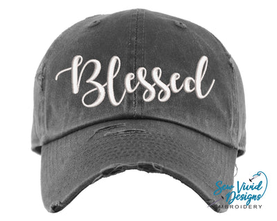 Blessed Hat 2 | Distressed Baseball Cap OR Ponytail Hat - Sew Vivid Designs