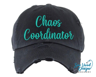 Chaos Coordinator Distressed Baseball Cap OR Ponytail Hat - Sew Vivid Designs