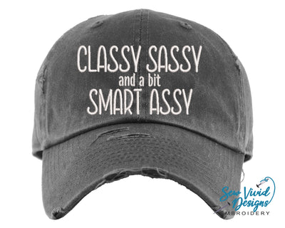 Classy Sassy and a bit Smart Assy Hat | Distressed Baseball Cap OR Ponytail Hat - Sew Vivid Designs