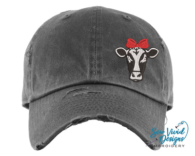 Cow Bandana Hat | Distressed Baseball Cap OR Ponytail Hat - Sew Vivid Designs