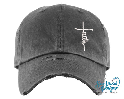 Faith Hat | Distressed Baseball Cap OR Ponytail Hat - Sew Vivid Designs