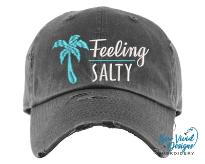 Feeling Salty Hat | Distressed Baseball Cap OR Ponytail Hat - Sew Vivid Designs