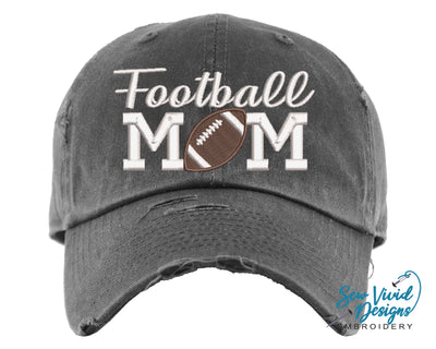 Football Mom Hat | Distressed Baseball Cap OR Ponytail Hat - Sew Vivid Designs