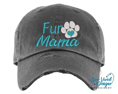Fur Mama Hat | Distressed Baseball Cap OR Ponytail Hat - Sew Vivid Designs