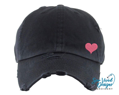 Heart Hat | Distressed Baseball Cap OR Ponytail Hat - Sew Vivid Designs