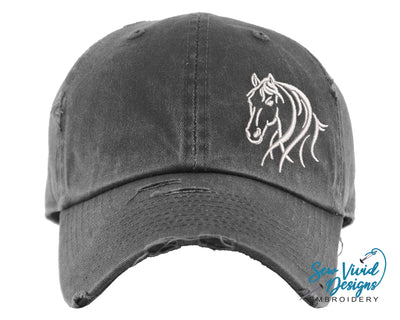 Horse Distressed Baseball Cap OR Ponytail Hat - Sew Vivid Designs