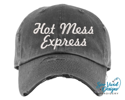 Hot Mess Express Distressed Baseball Cap OR Ponytail Hat - Sew Vivid Designs