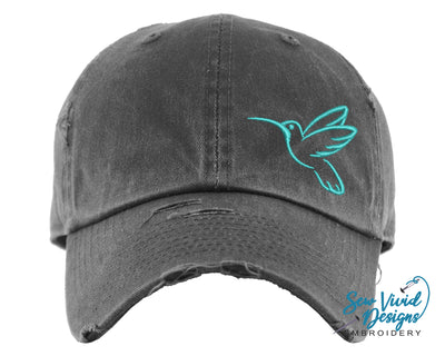 Hummingbird Distressed Baseball Cap OR Ponytail Hat - Sew Vivid Designs